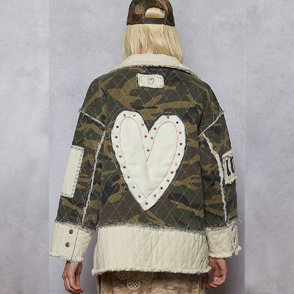 POL Camo Love Patch Heart Jacket - Picture 1 of 6